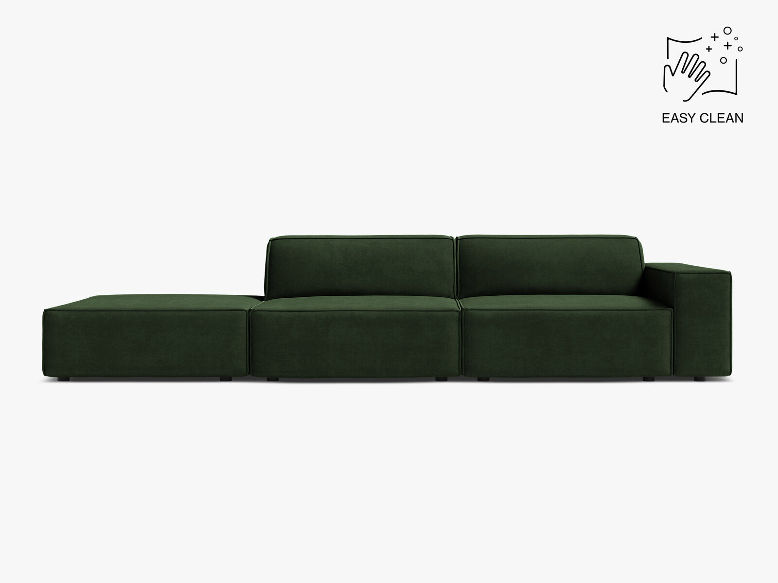 Micadoni Sofa Jodie 3-Sitzer Links Samt Venus Flaschengrün