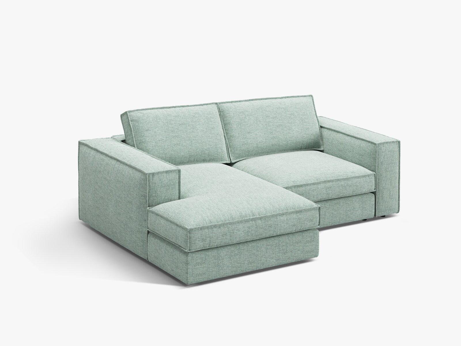 Micadoni modulares Ecksofa Pola 2-Sitzer kleine Version Links Strukturierter Stoff Babel Minze