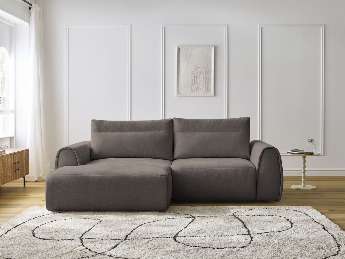 Bobochic Aden Ecksofa 246 × 152 cm Stoff Taupe Ecke links