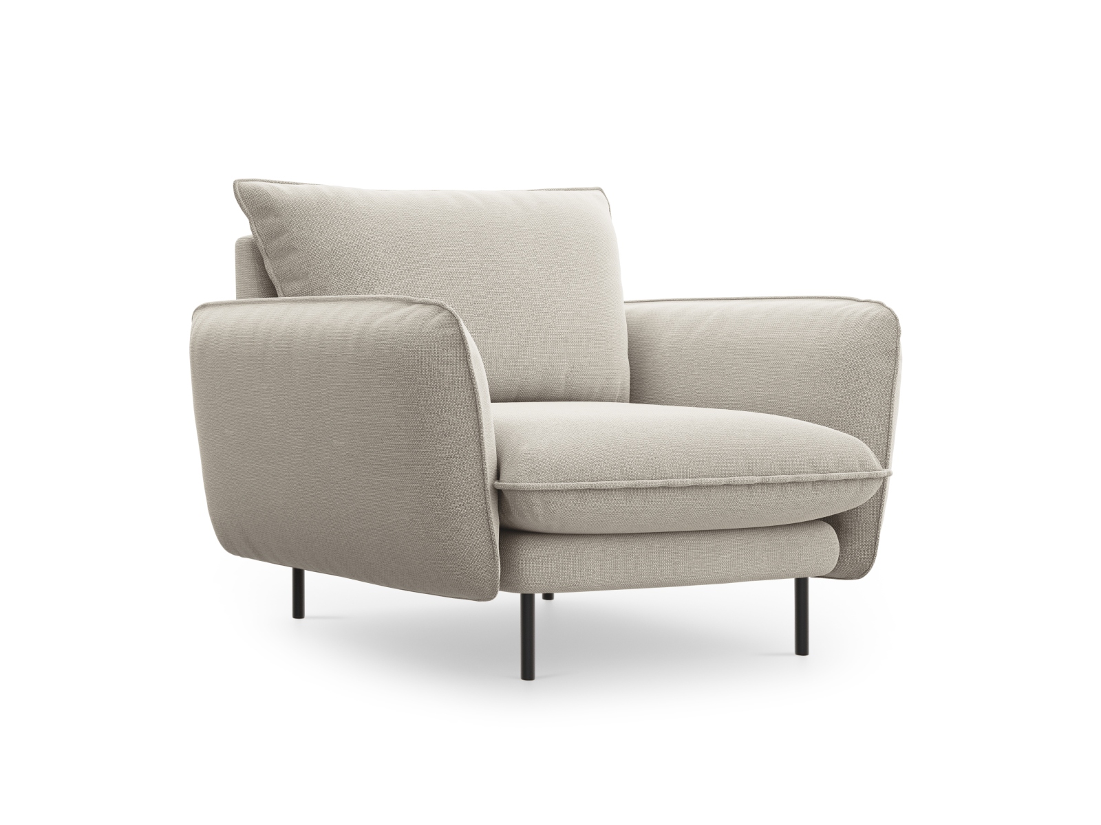 Cosmopolitan Design Sessel Vienna Strukturierter Stoff Positano Helles Beige Beine Schwarzes Metall