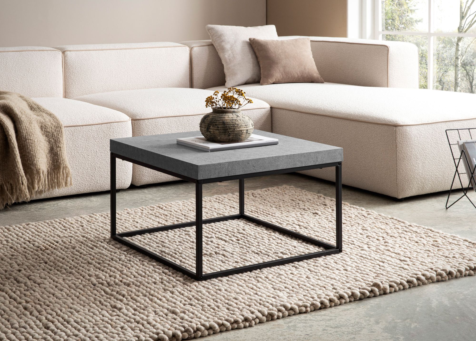 Couchtisch Flekke Grau Betonoptik 60 × 60 cm