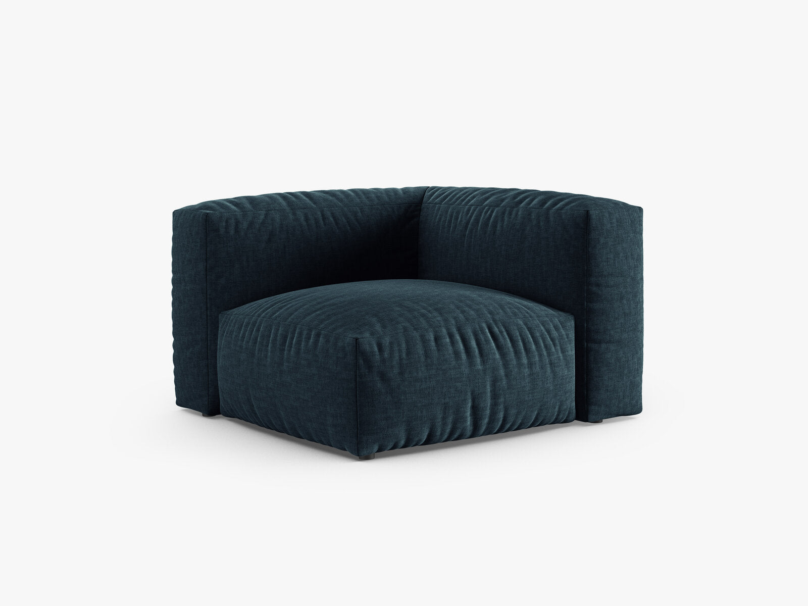 Micadoni symmetrisches Eckmodul Martina 1-Sitzer 90cm Sitztiefe Strukturierter Stoff Boston Jeansblau