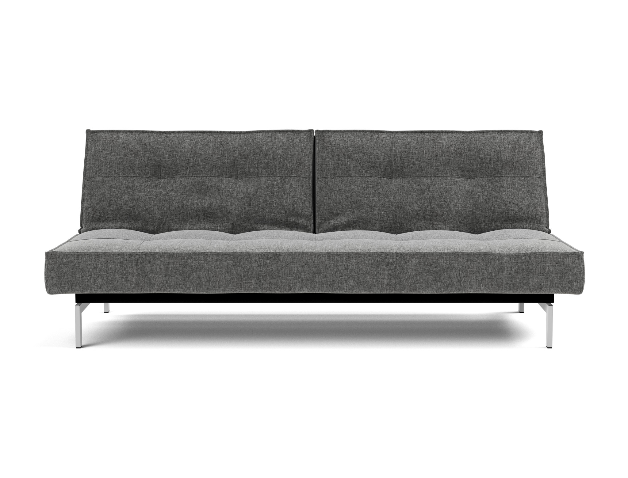 Schlafsofa Splitback Strukturierter Stoff Twist 563-Charcoal Beine Chrom