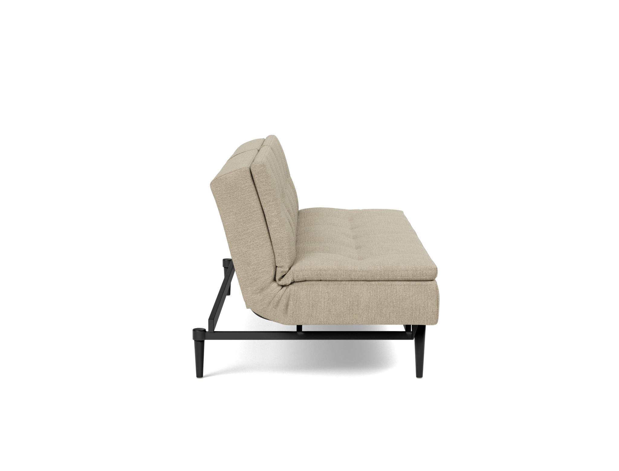 Schlafsofa Dublexo Strukturierter Stoff Taura 356-Sand Beine Styletto Eiche schwarz