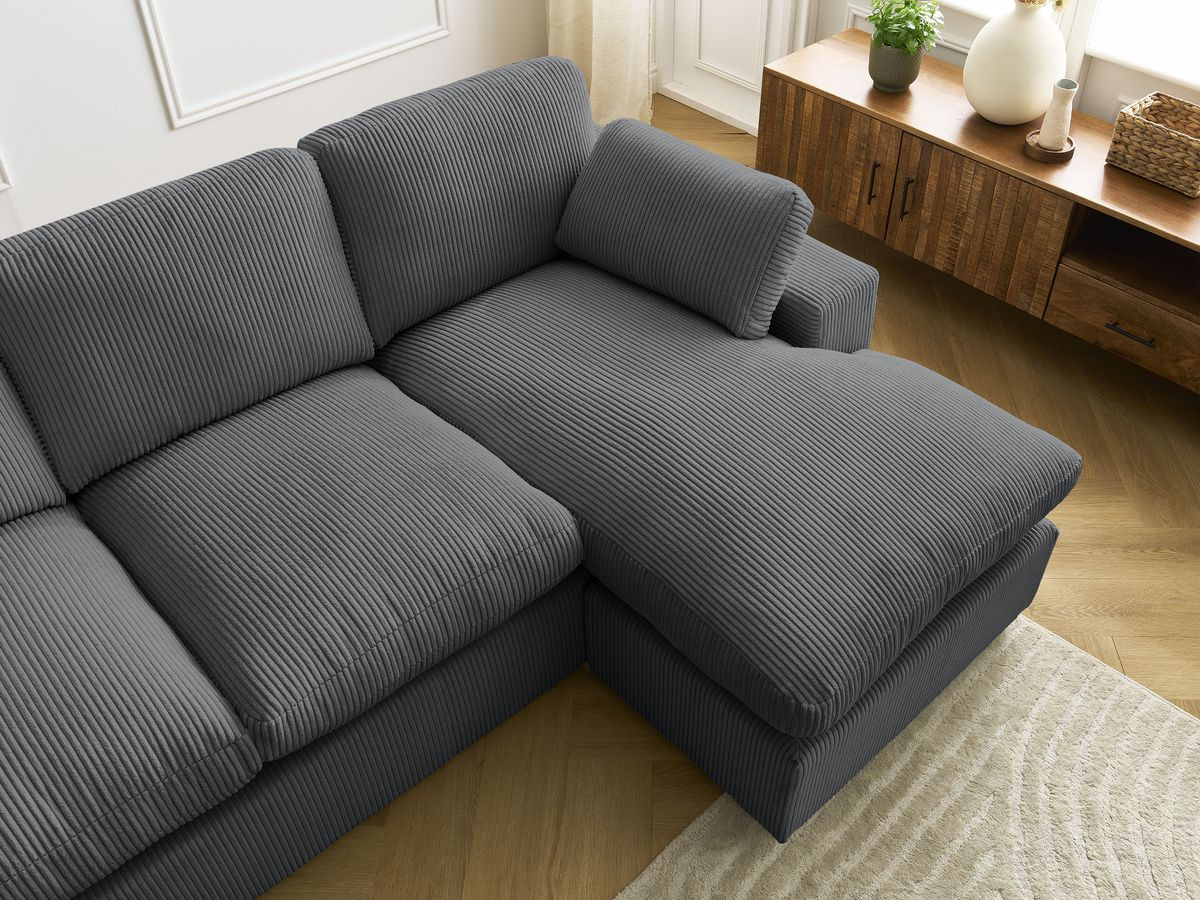 Bobochic Belair Ecksofa 220 × 139 cm Cordsamt Dunkelgrau