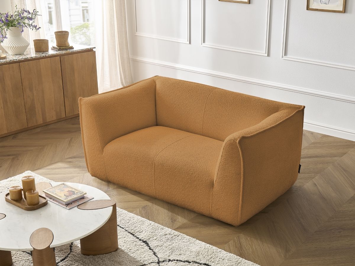 Bobochic Giorgia Sofa 2-Sitzer Bouclé-Stoff Gelb