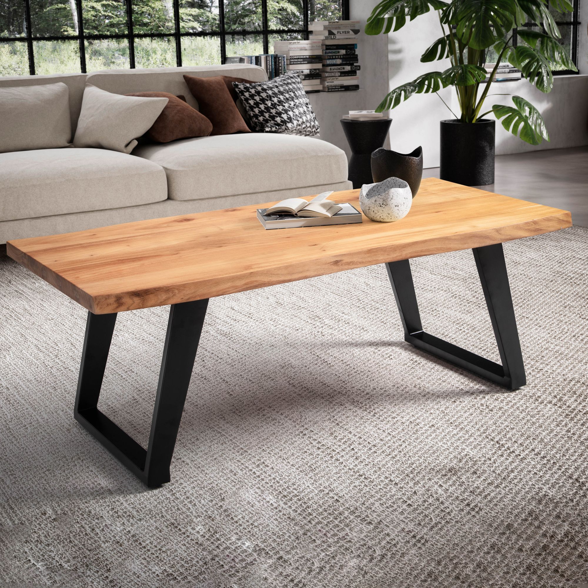 Couchtisch Lundamo Akazie Massivholz 120 × 60 × 46 cm