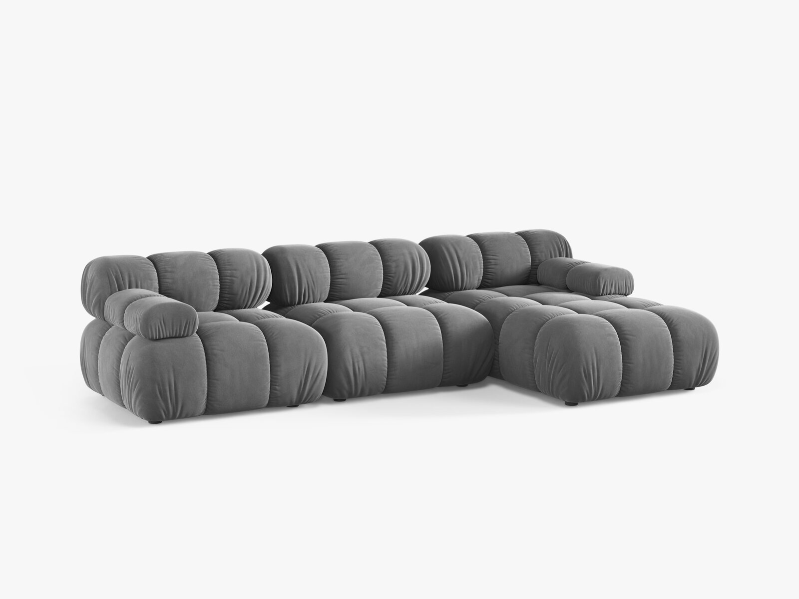 Micadoni Modulares Ecksofa Bellis 4-Sitzer Samt Venus Hellgrau Rechts