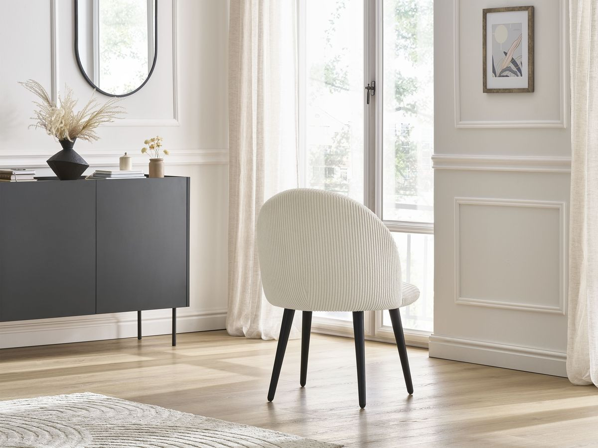 Bobochic Lalie Esszimmerstuhl mit skandinavischen Beinen, schwarz Cordsamt Beige