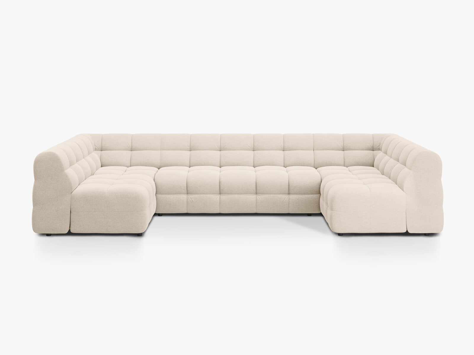 Micadoni Panorama-Sofa Kendal 7-Sitzer Strukturierter Stoff Beige