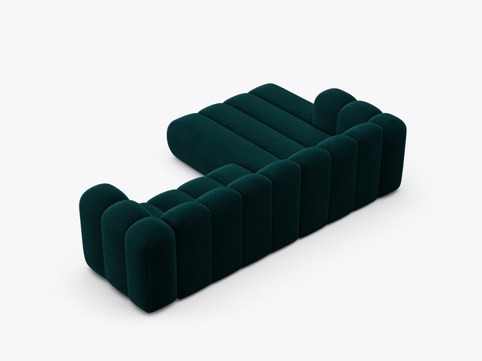 Micadoni Modulares Ecksofa Lupine 4-Sitzer mittelgroß Links Samt Venus Dunkel Petrol