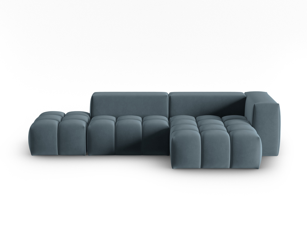 Cosmopolitan Design Ecksofa Verona 4-Sitzer offen Samt Casino Pastellblau Rechts