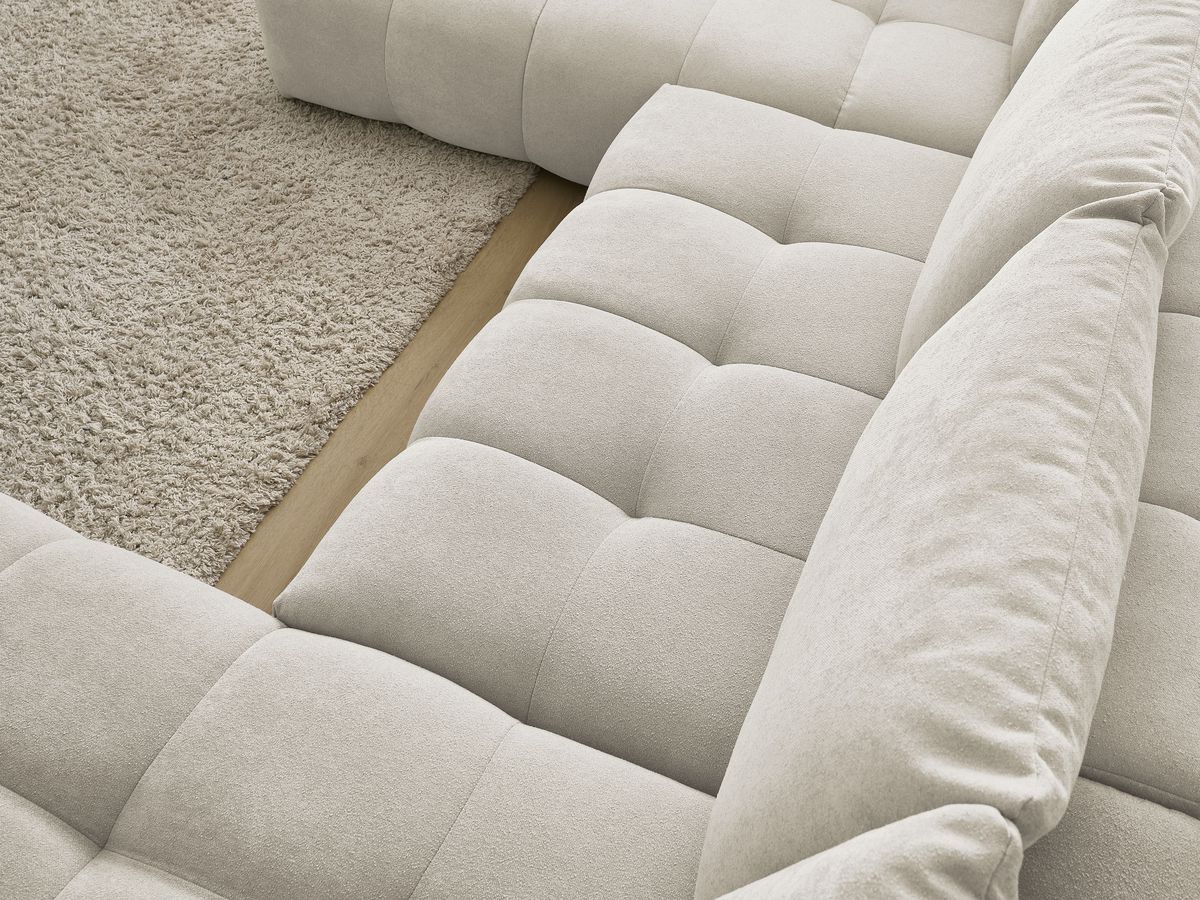 Bobochic Everest Wohnlandschaft, 6 Kissen Strukturstoff Beige Ecke rechts