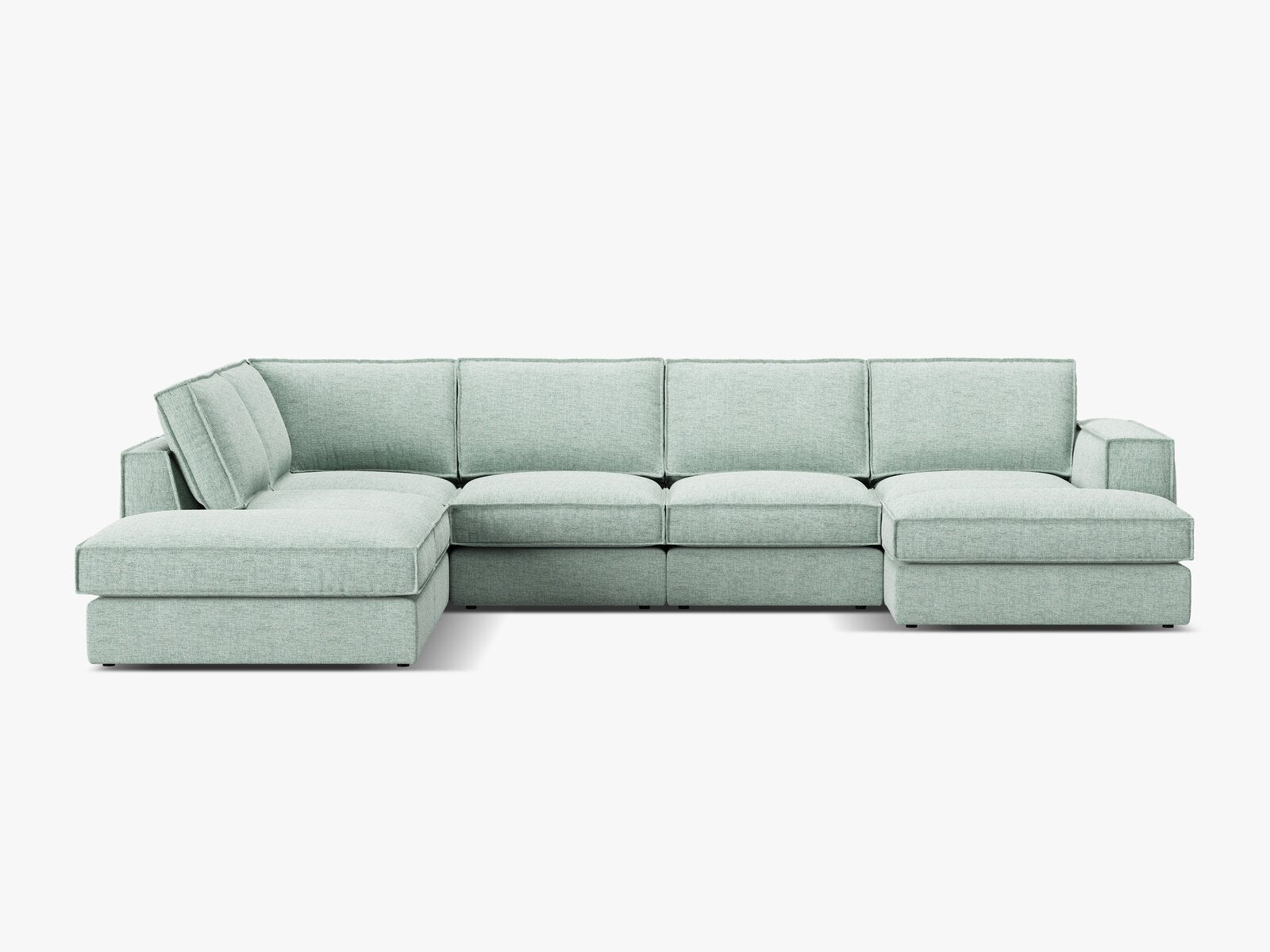 Micadoni modulares Panorama Ecksofa Pola 5-Sitzer Links Strukturierter Stoff Babel Minze
