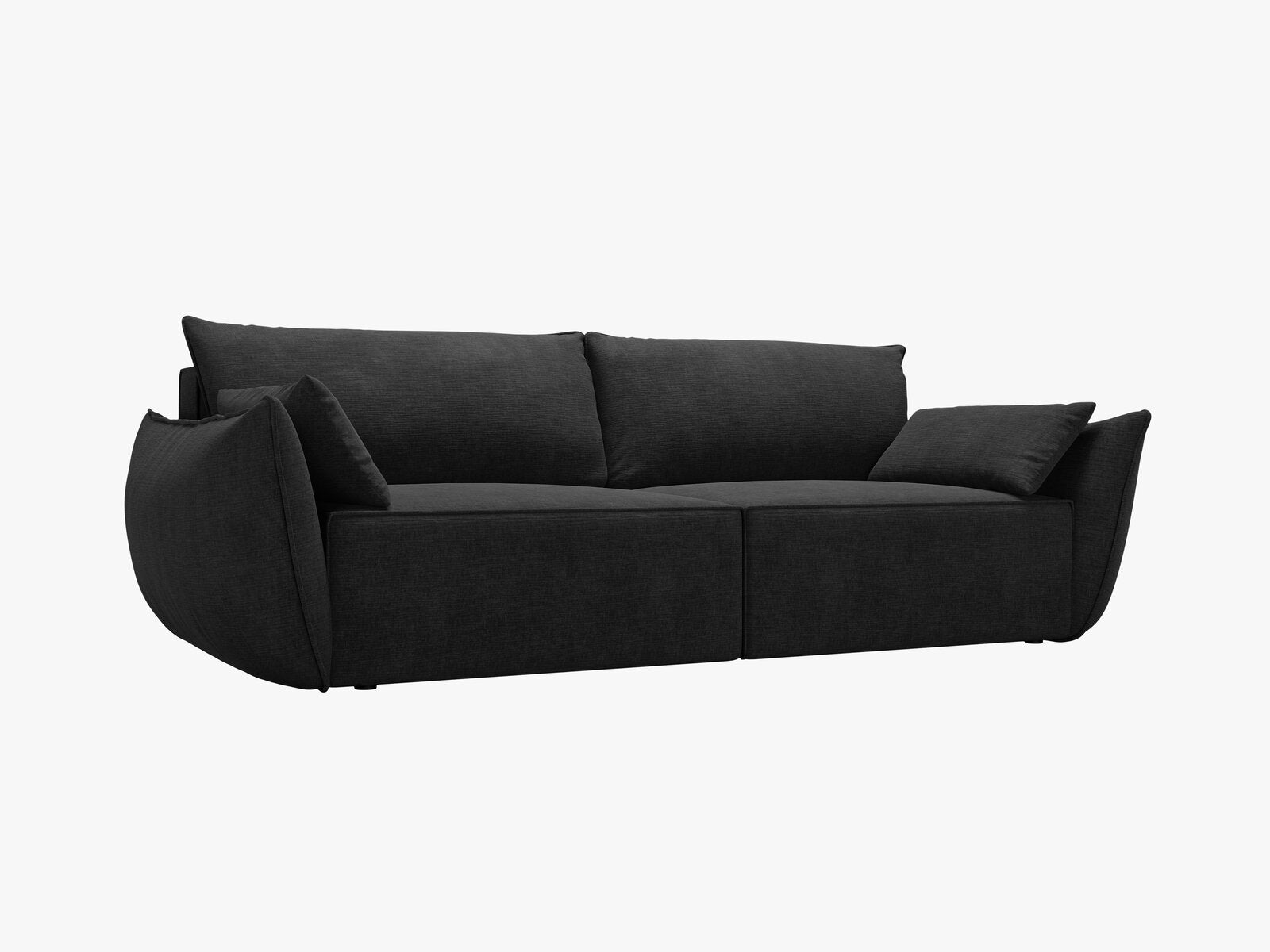 Micadoni Kaelle Schlafsofa 3-Sitzer mit Bettkasten Chenille Over The Horizon Schwarz