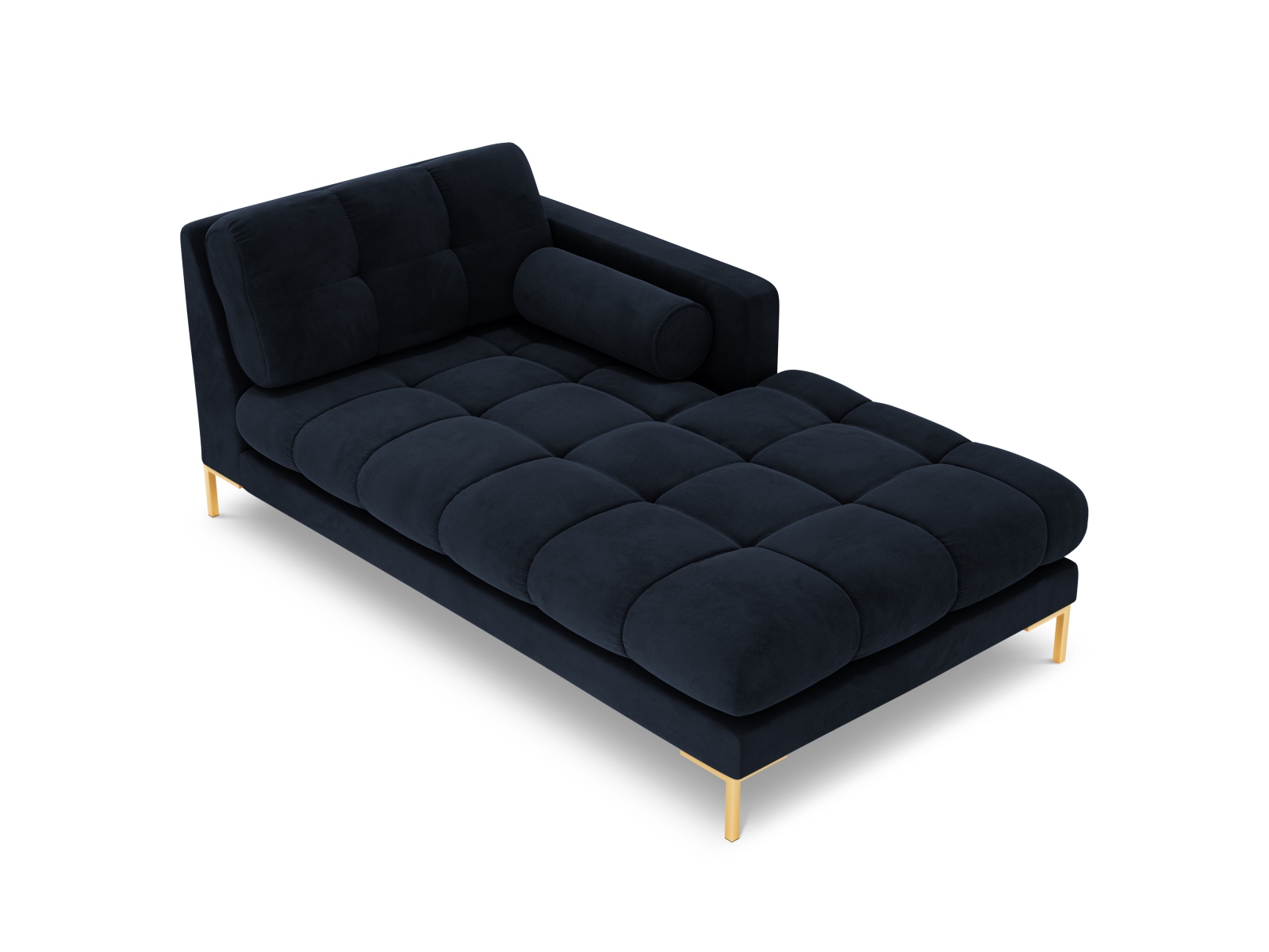 Cosmopolitan Design Chaiselongue Bali Samt Bluvel Dunkelblau Rechts Beine Gold