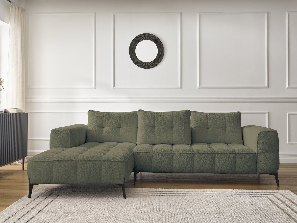 Bobochic Anis Ecksofa Bouclé-Stoff Grün Ecke links