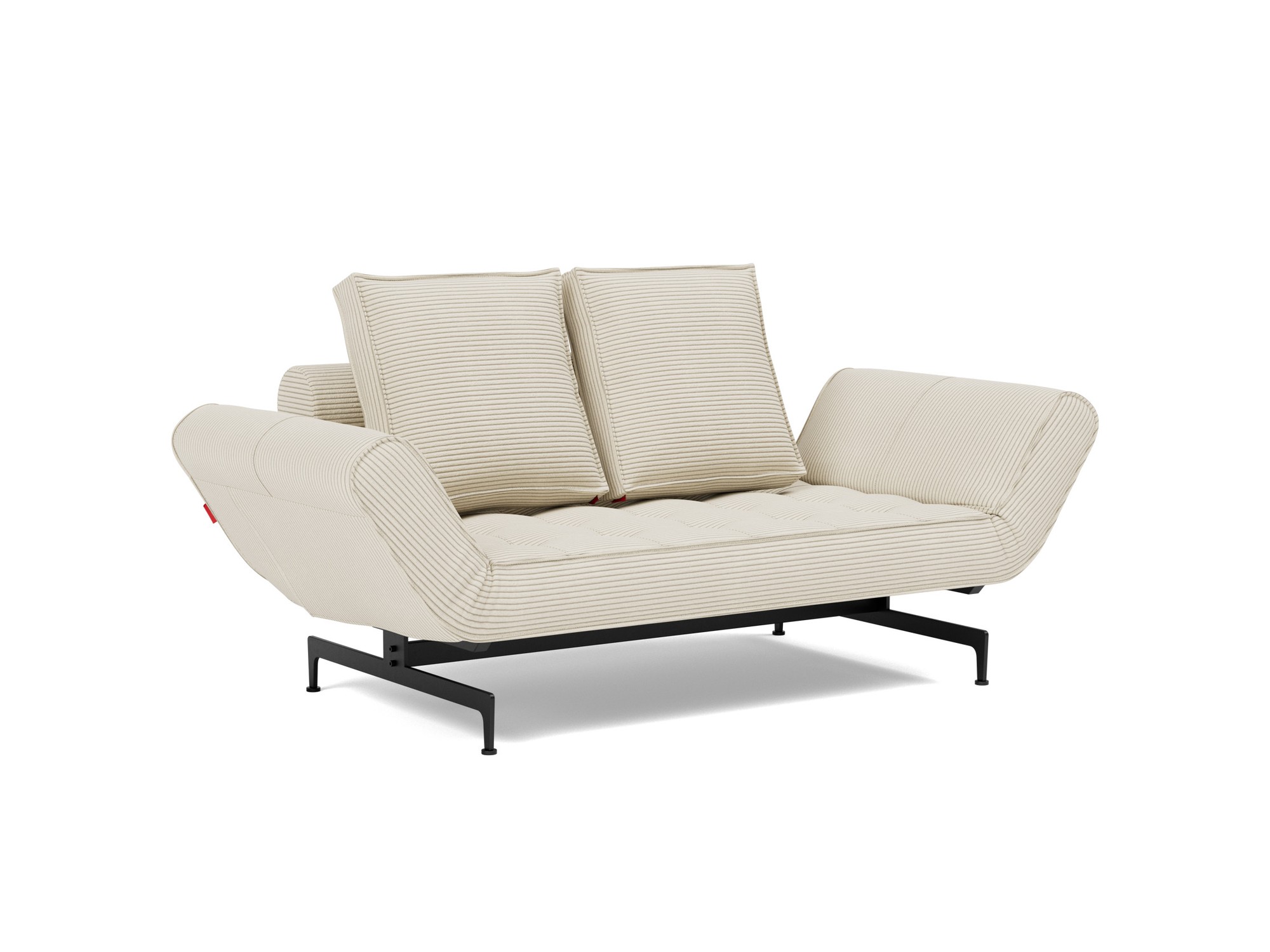 Tagesbett Ghia Kord Corduroy 594-Ivory Beine Laser schwarz