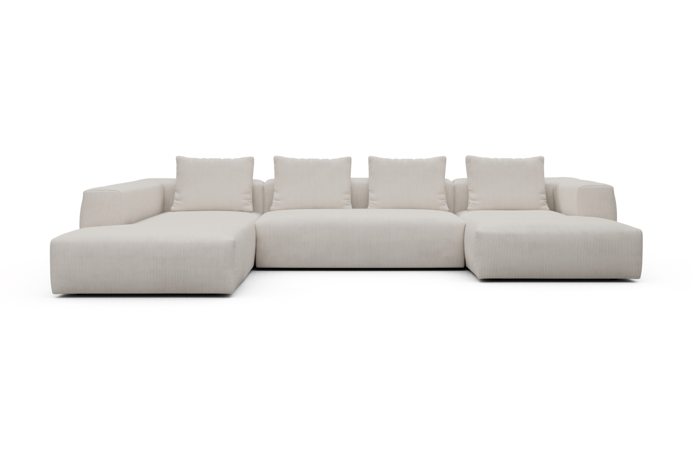 Skandi Home Wohnlandschaft Fred Relax-Ecke links mit 2-Sitzer und Chaiselongue rechts Corduroy-Ivory moebelfaktor