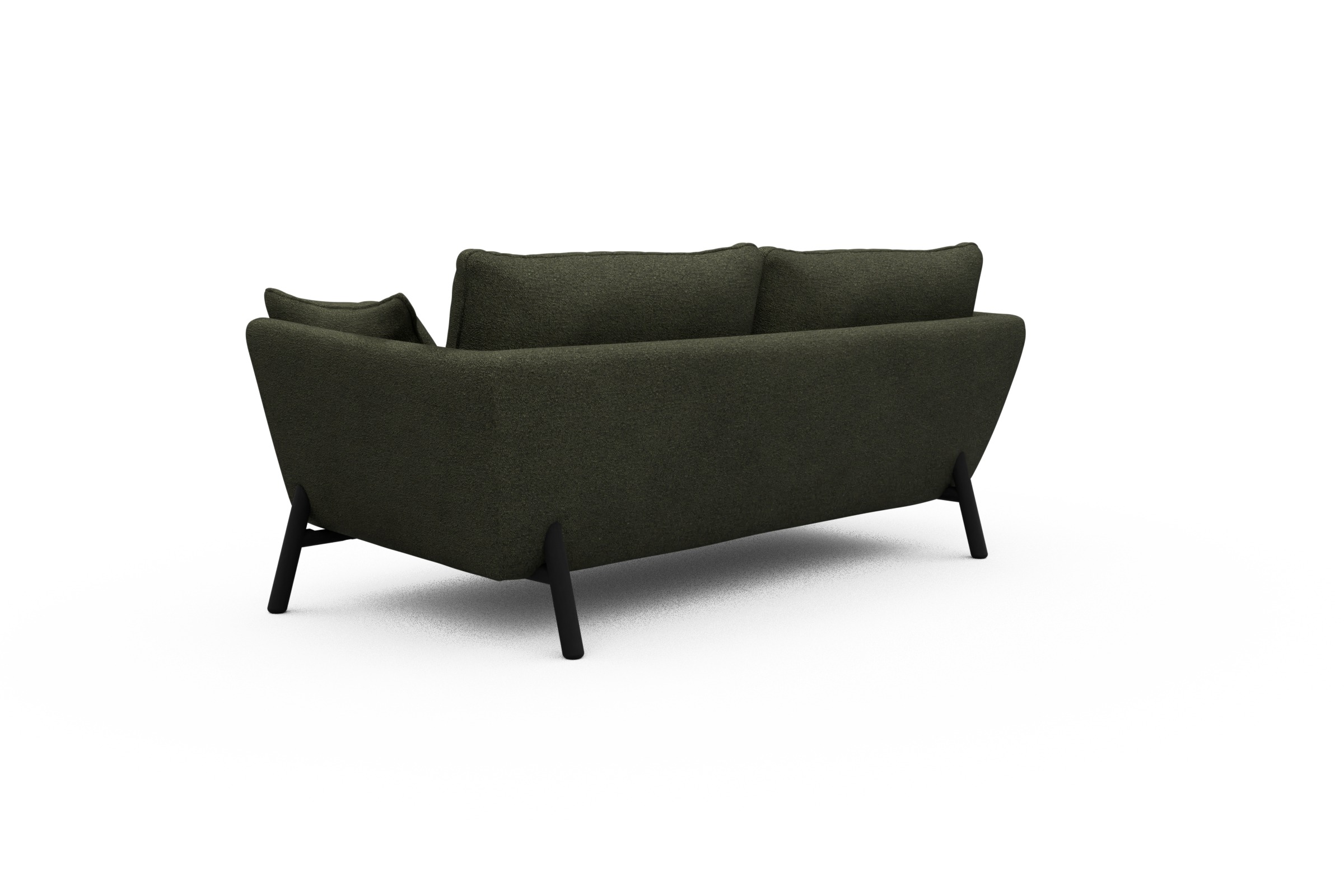 Sofa Emil 2-Sitzer Beinfarbe Eiche Schwarz Boucle-Forest-Green