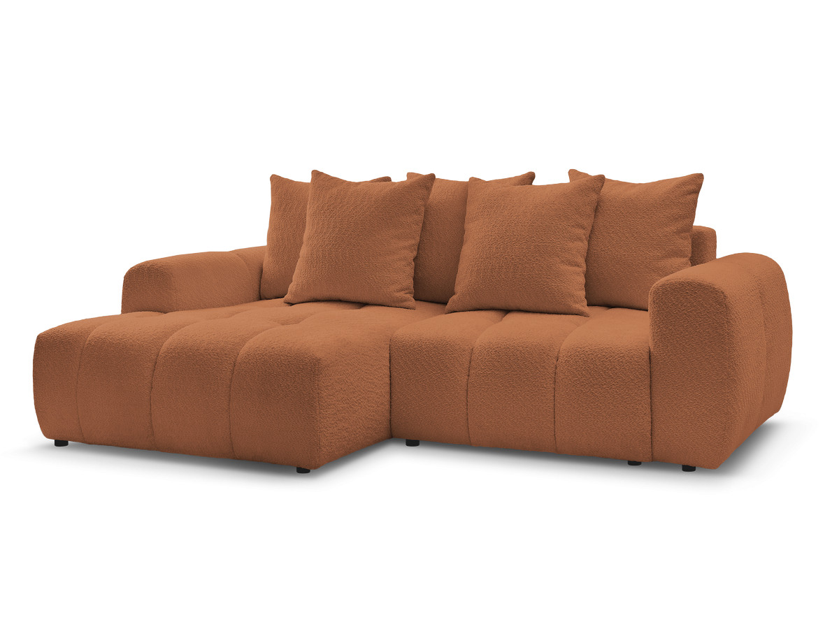 Bobochic Roxelane Ecksofa mit Schlaffunktion und Bettkasten 258 × 150 cm Bouclé-Stoff Orange Ecke links