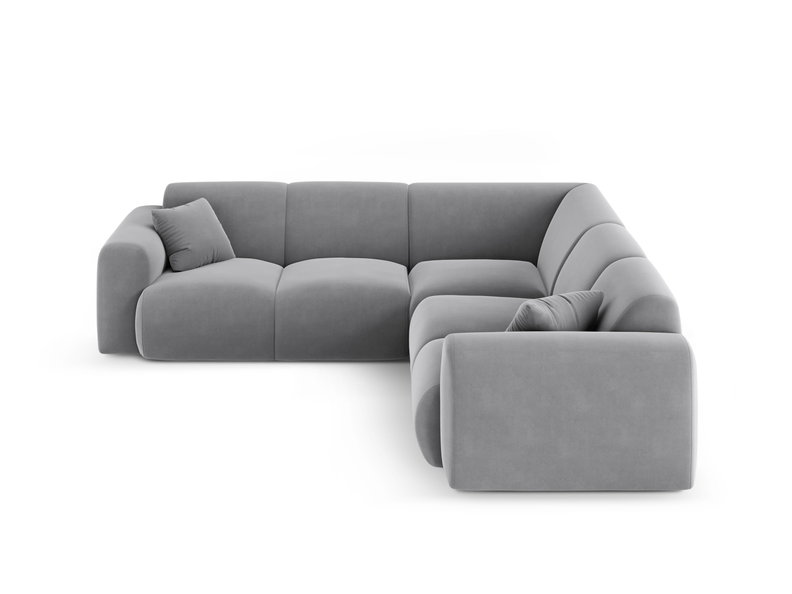 Cosmopolitan Design Symmetrisches Ecksofa Nolio 5-Sitzer Samt Casino Hellgrau