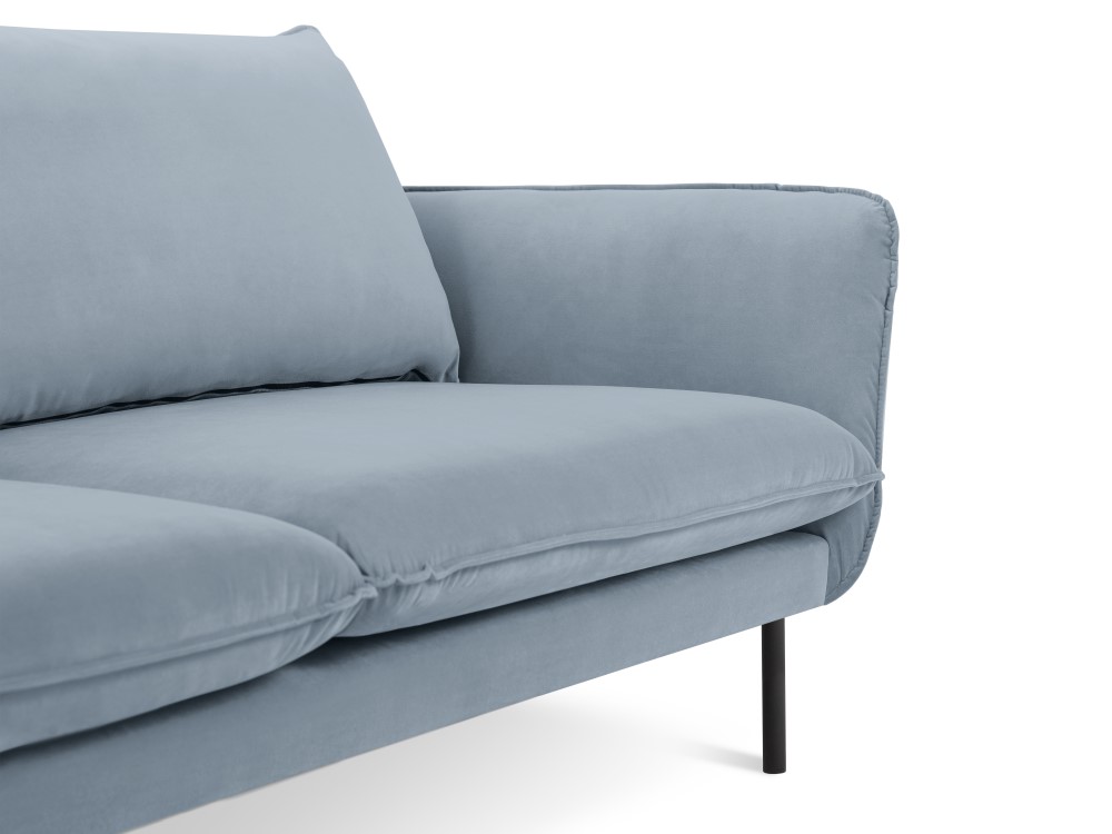 Cosmopolitan Design Sofa Vienna 2-Sitzer Samt Bluvel Hellblau Beine Schwarzes Metall