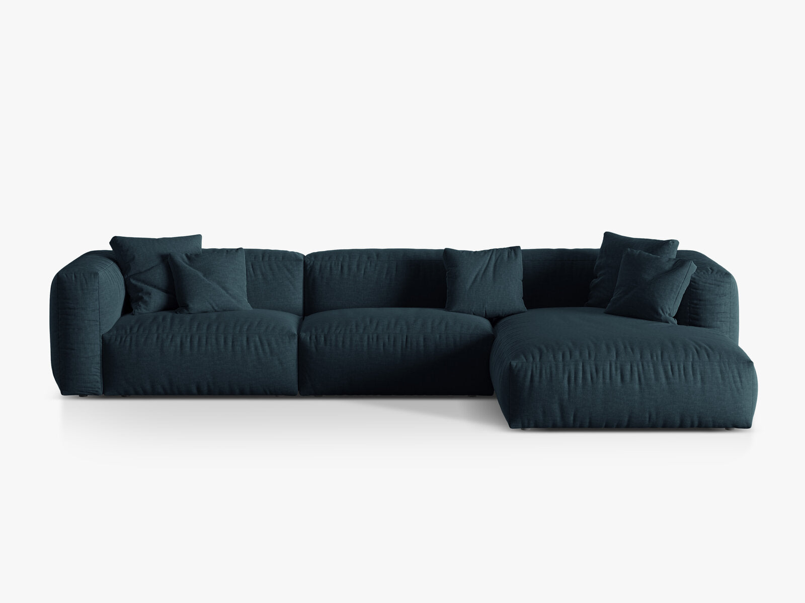 Micadoni Ecksofa Martina 3-Sitzer Rechts Strukturierter Stoff Boston Jeansblau