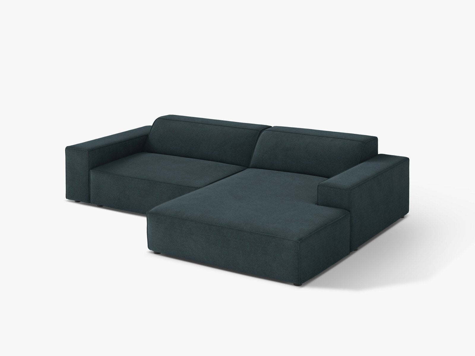 Micadoni Ecksofa Jodie 3-Sitzer Rechts Strukturierter Stoff Liberty Dunkel Petrol