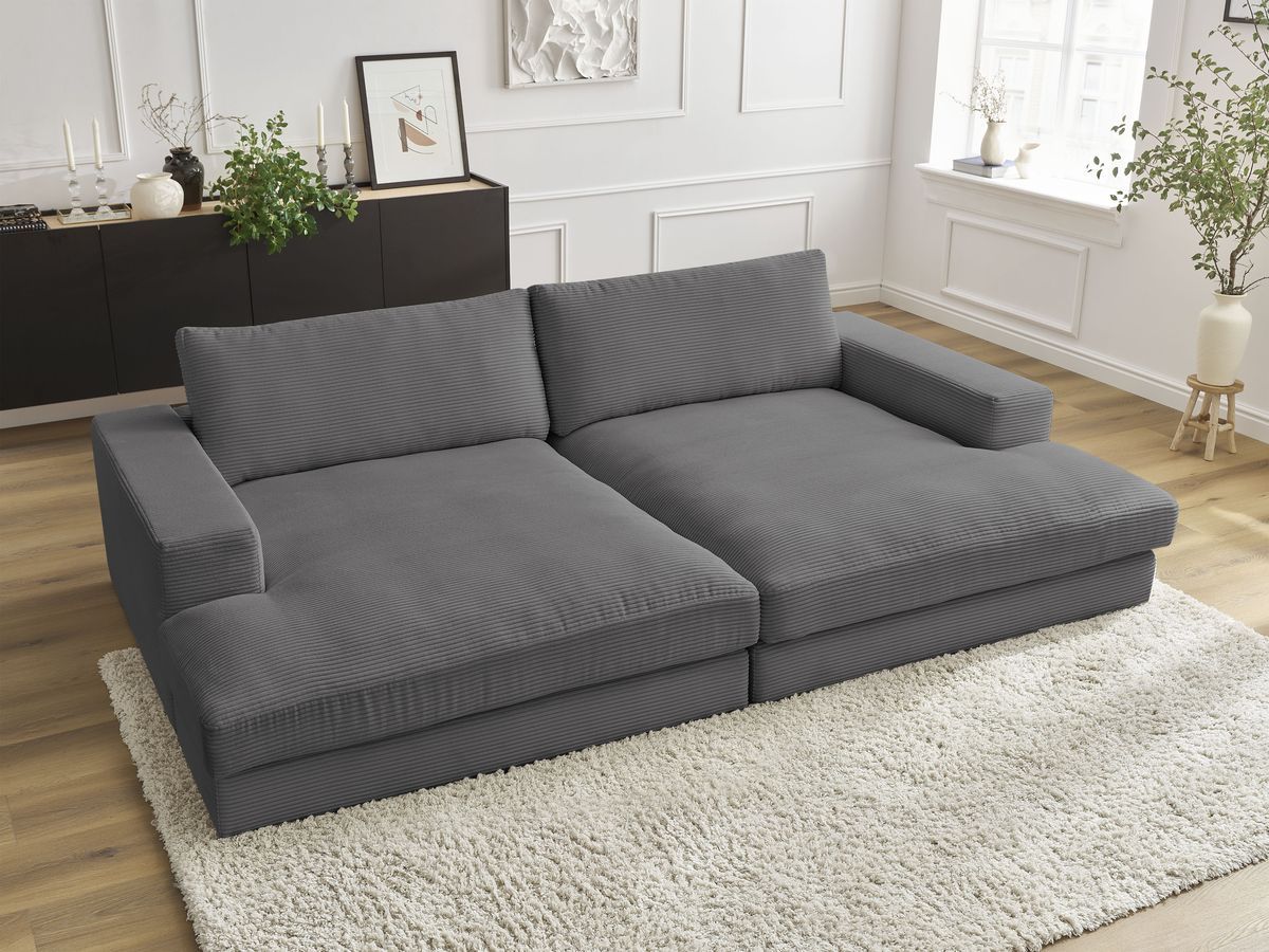Bobochic Leonard Sofa 4-Sitzer 274 × 159 cm Cordsamt Dunkelgrau