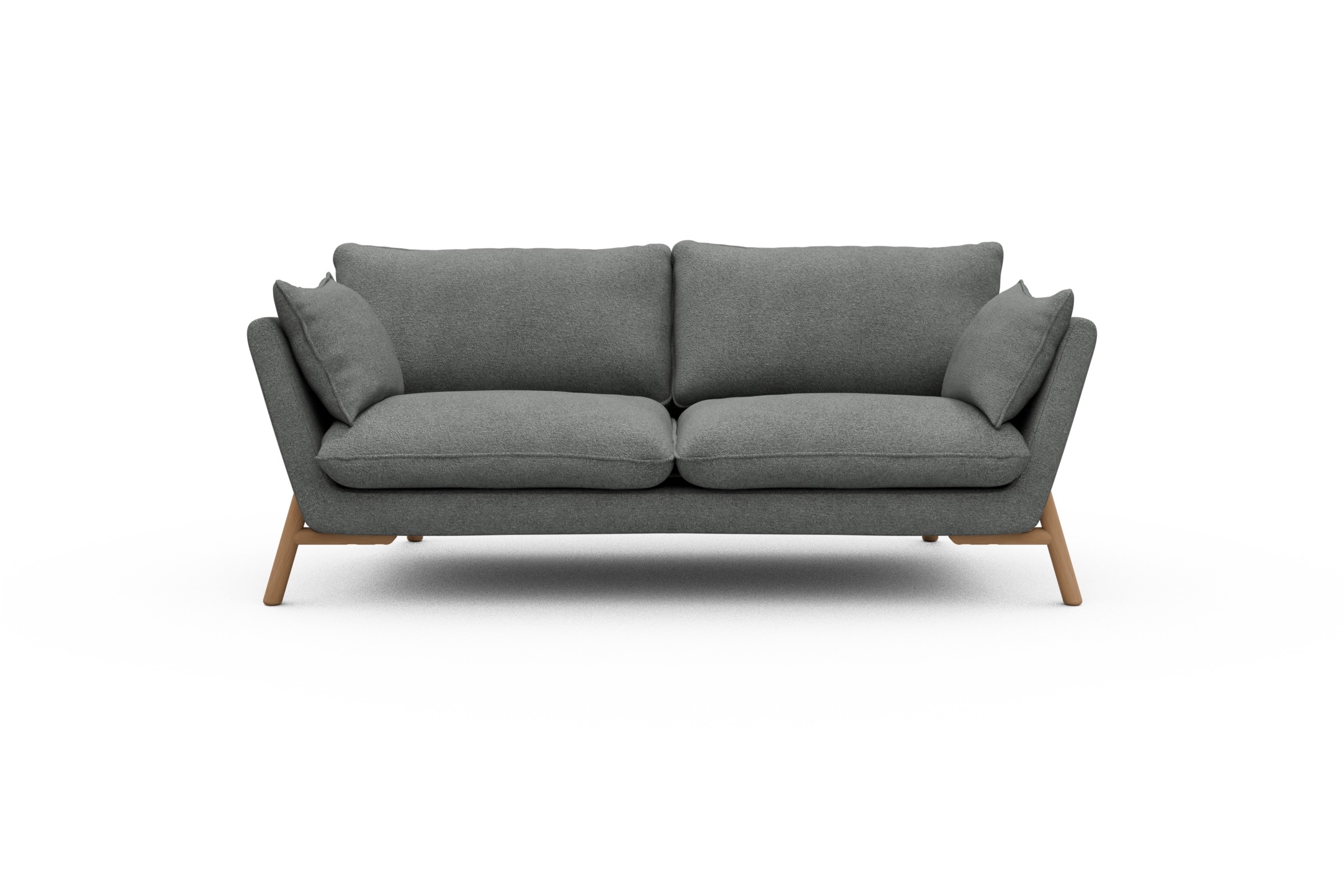 Skandi Home Sofa Emil 2-Sitzer Beinfarbe Eiche Natur Boucle-Ash-Grey moebelfaktor
