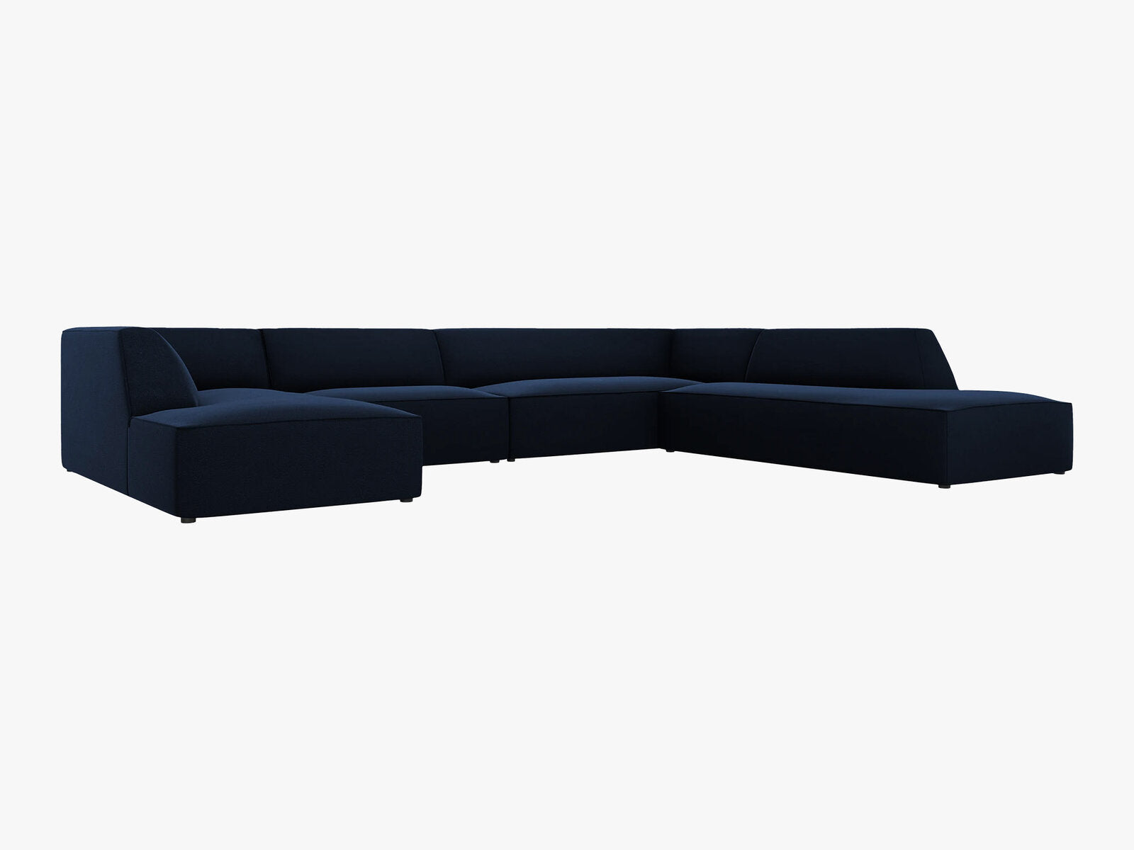 Micadoni Panorama-Ecksofa Ruby 7-Sitzer Rechts Samt Salvador Königsblau