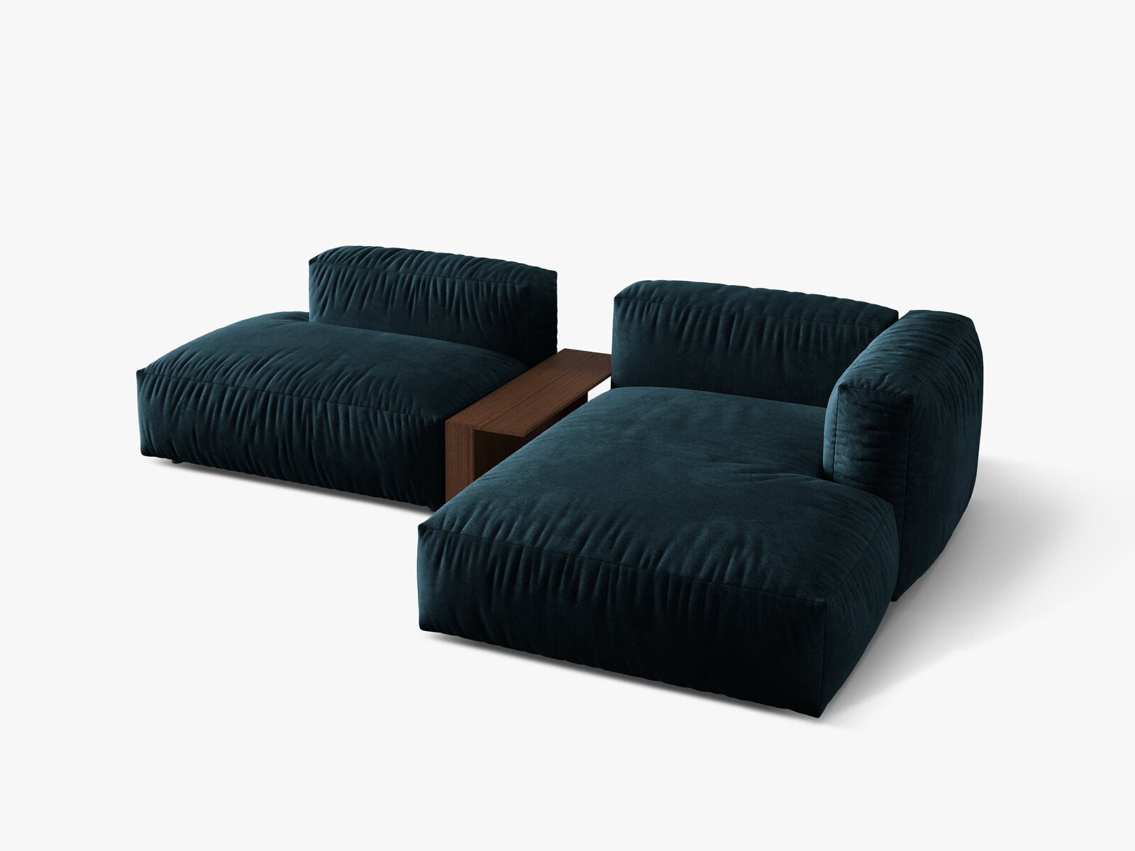 Micadoni Ecksofa Martina 2-Sitzer mit Couchtisch Rechts Samt Tiefes Petrol