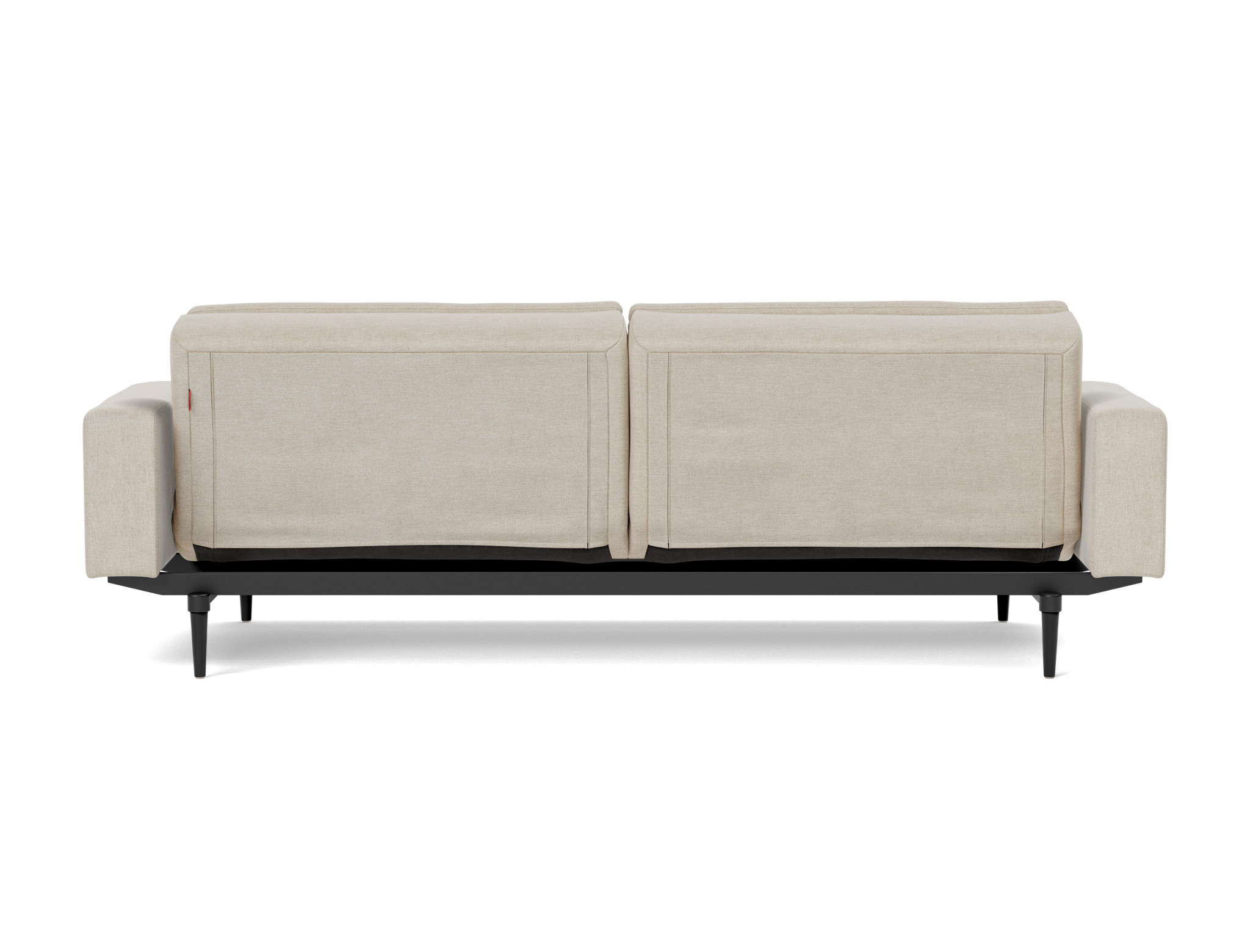 Schlafsofa Dublexo mit Armlehnen Flachgewebe Phobos 586-Latte Beine Styletto Eiche schwarz