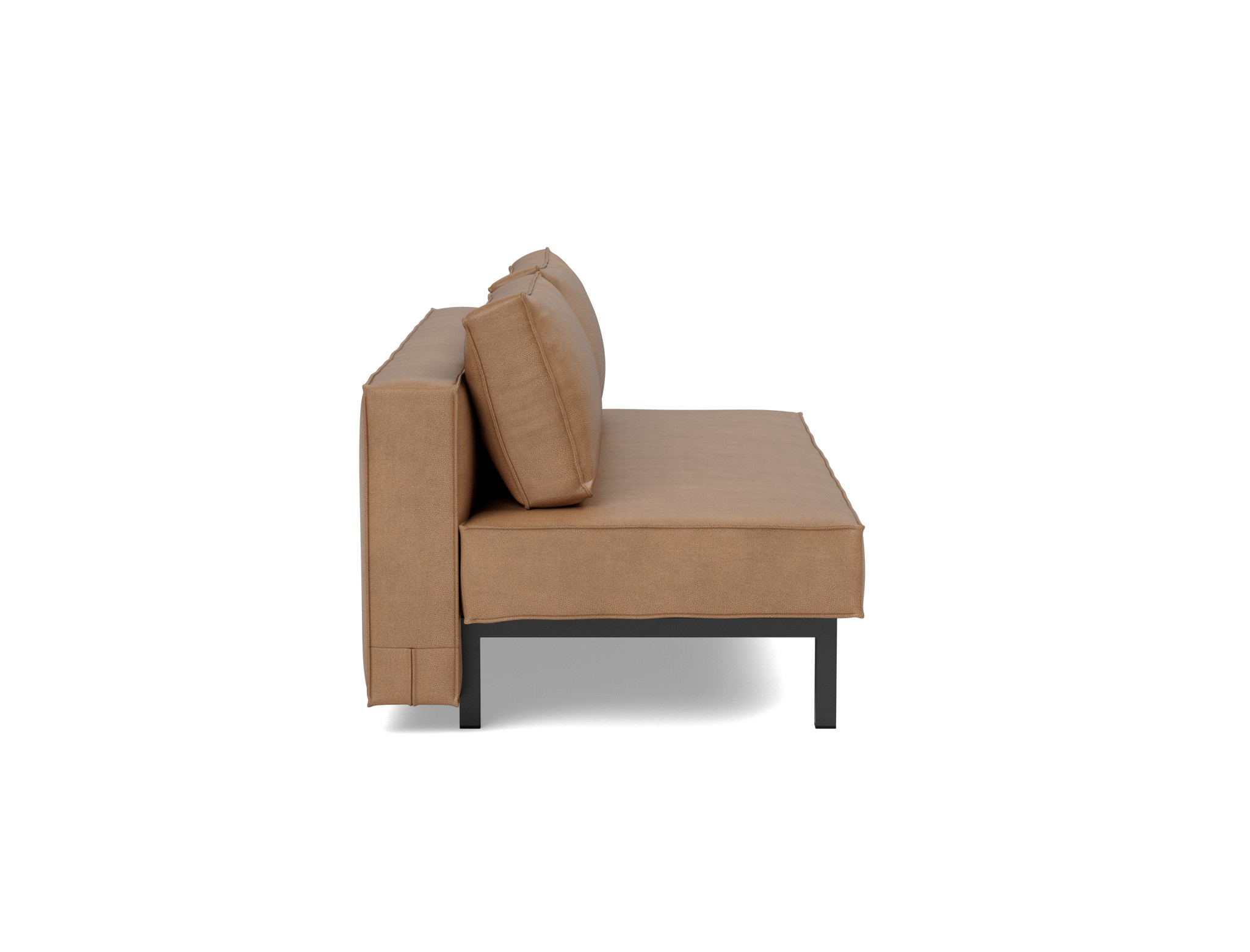 Schlafsofa Sly Lederoptik Faunal 551-Brown Beine Schwarzes Metall
