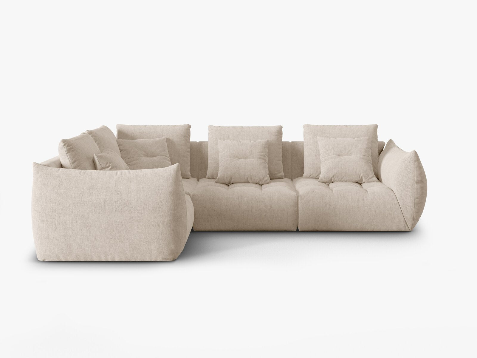 Micadoni Ecksofa Bloom 4-Sitzer Strukturierter Stoff Wind Helles Beige Links