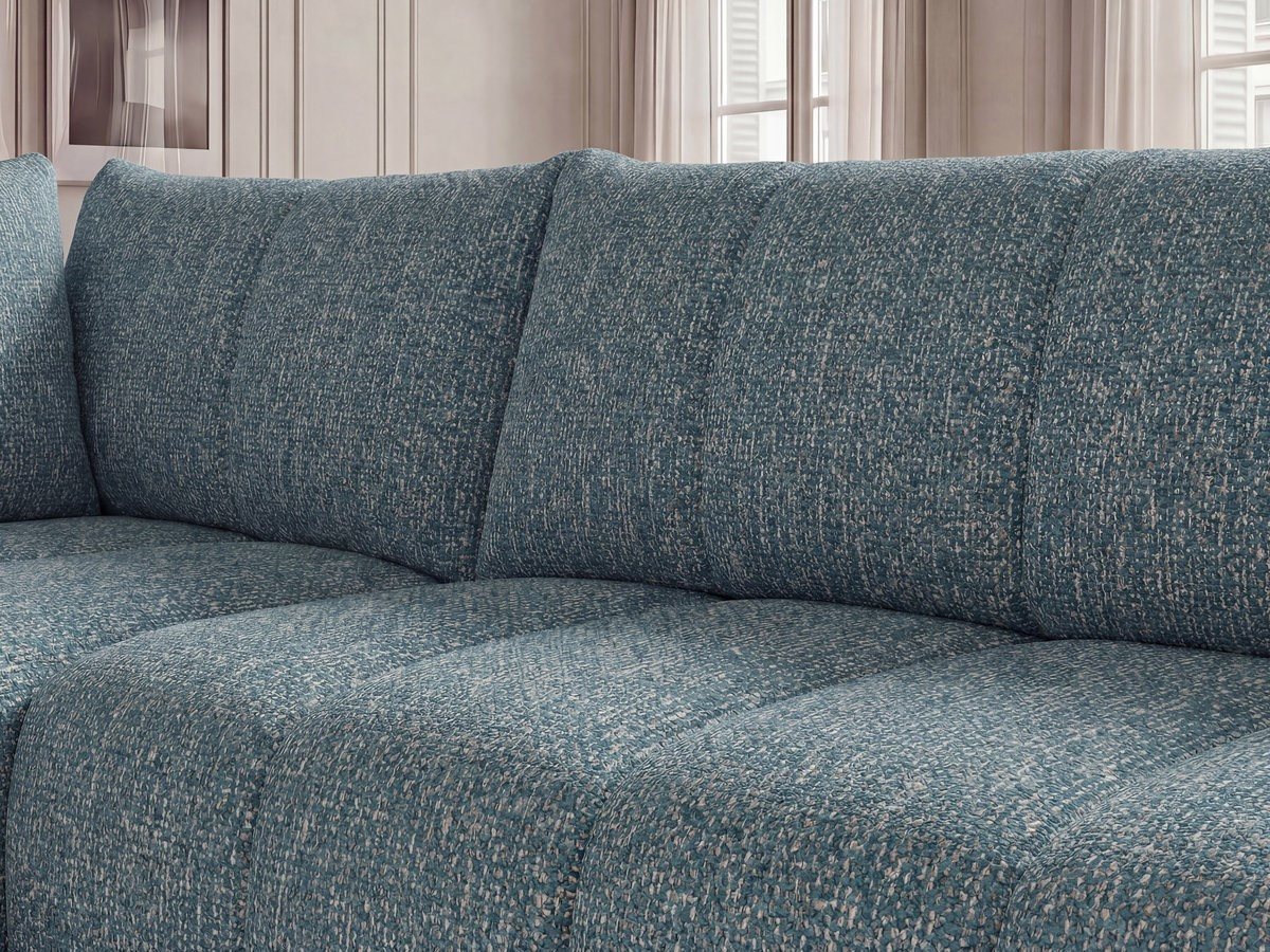 Bobochic Nesty Ecksofa in L-Form, 256 cm, mit Pouf Melange-Stoff Blau Ecke links