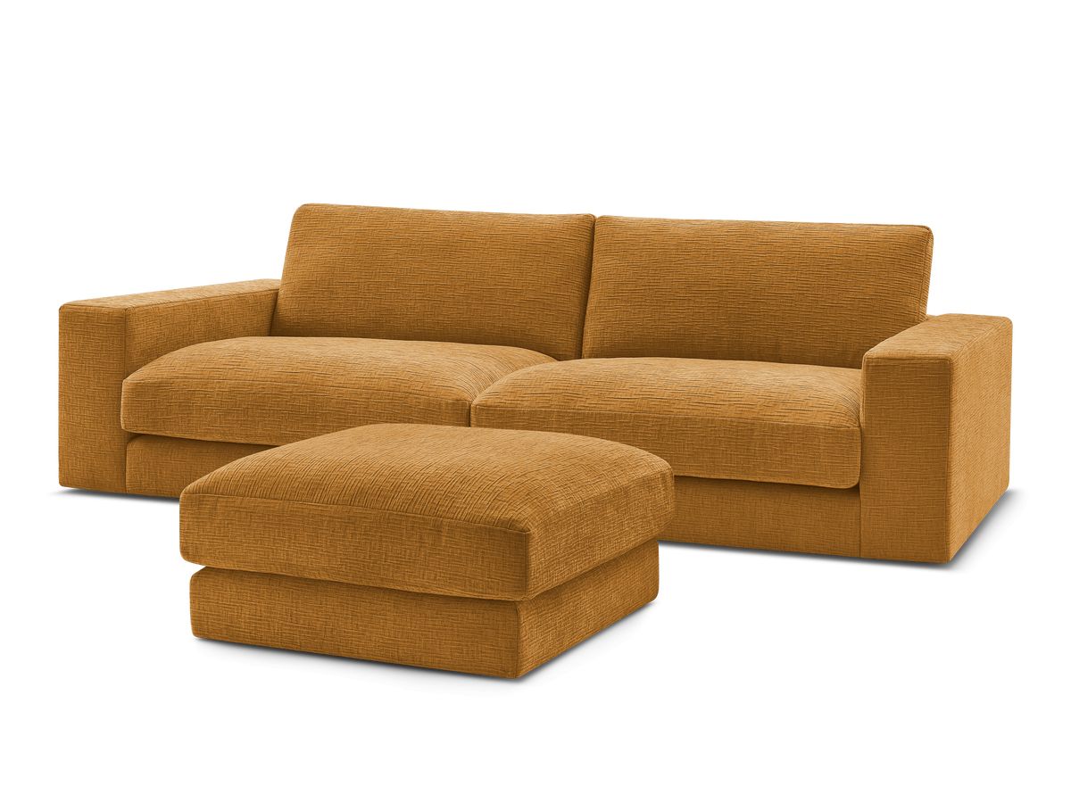 Bobochic Leonard Sofa 4-Sitzer mit Pouf 274 × 109 cm Strukturstoff Gelb