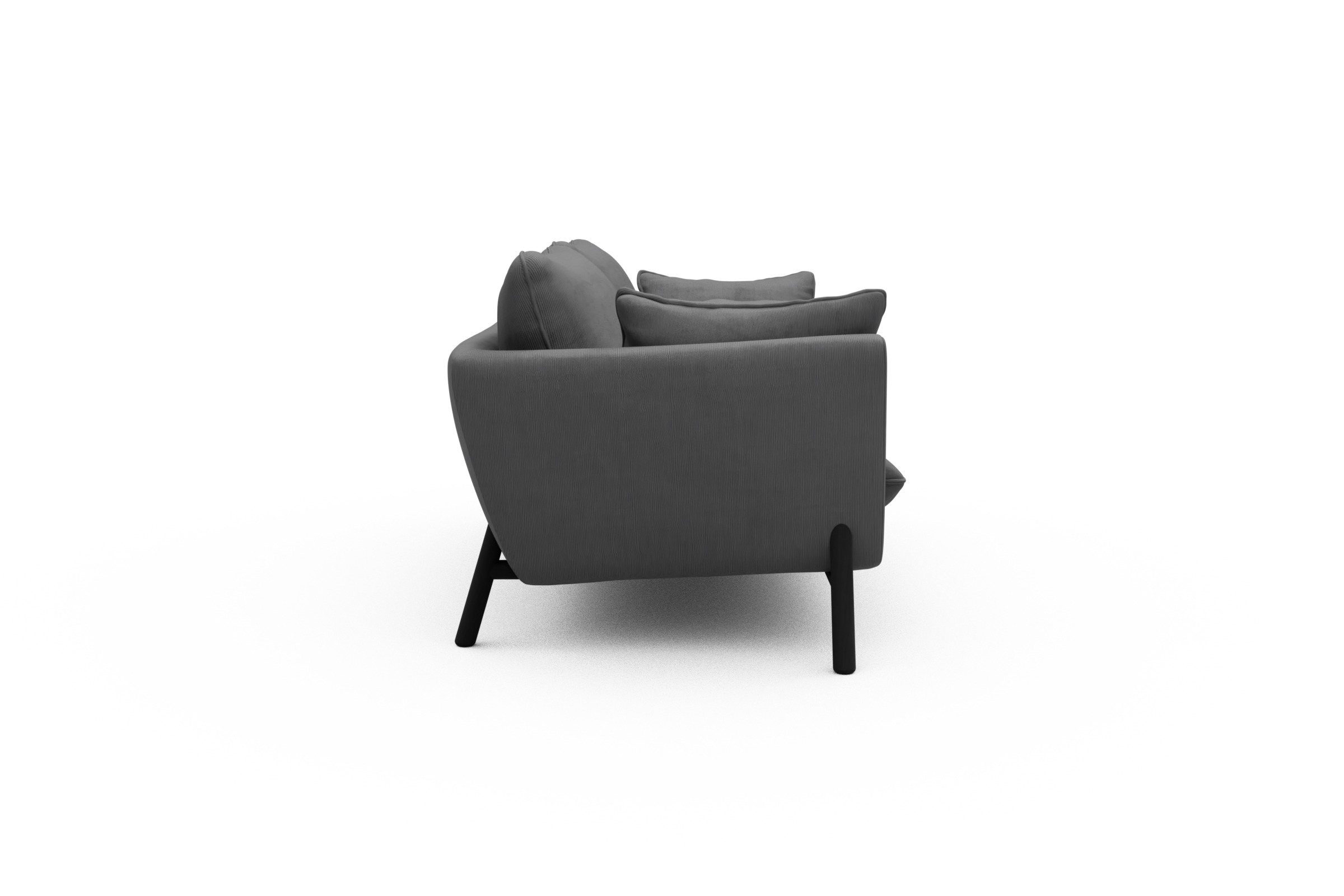 Sofa Emil 2-Sitzer Beinfarbe Eiche Schwarz Cordufine-Grey