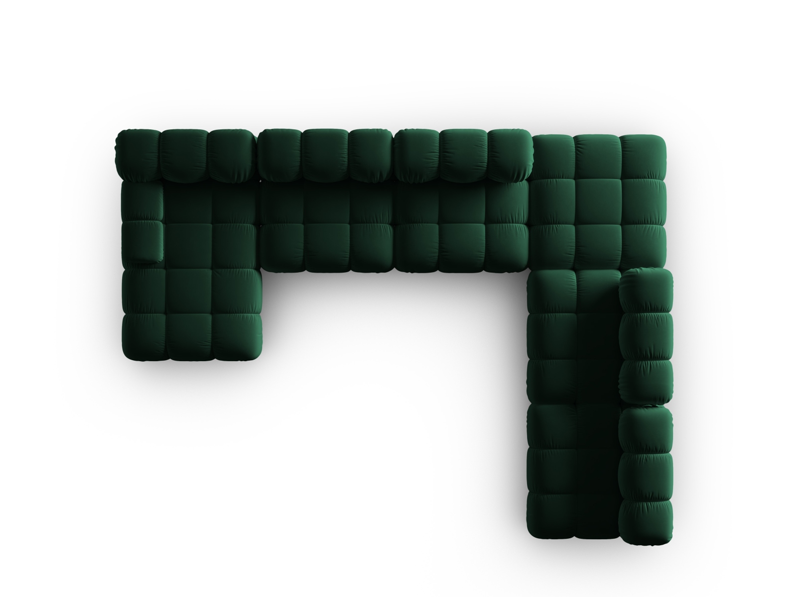 Micadoni Modulares Panorama Ecksofa Bellis 7-Sitzer Rechts Samt Bluvel Flaschengrün