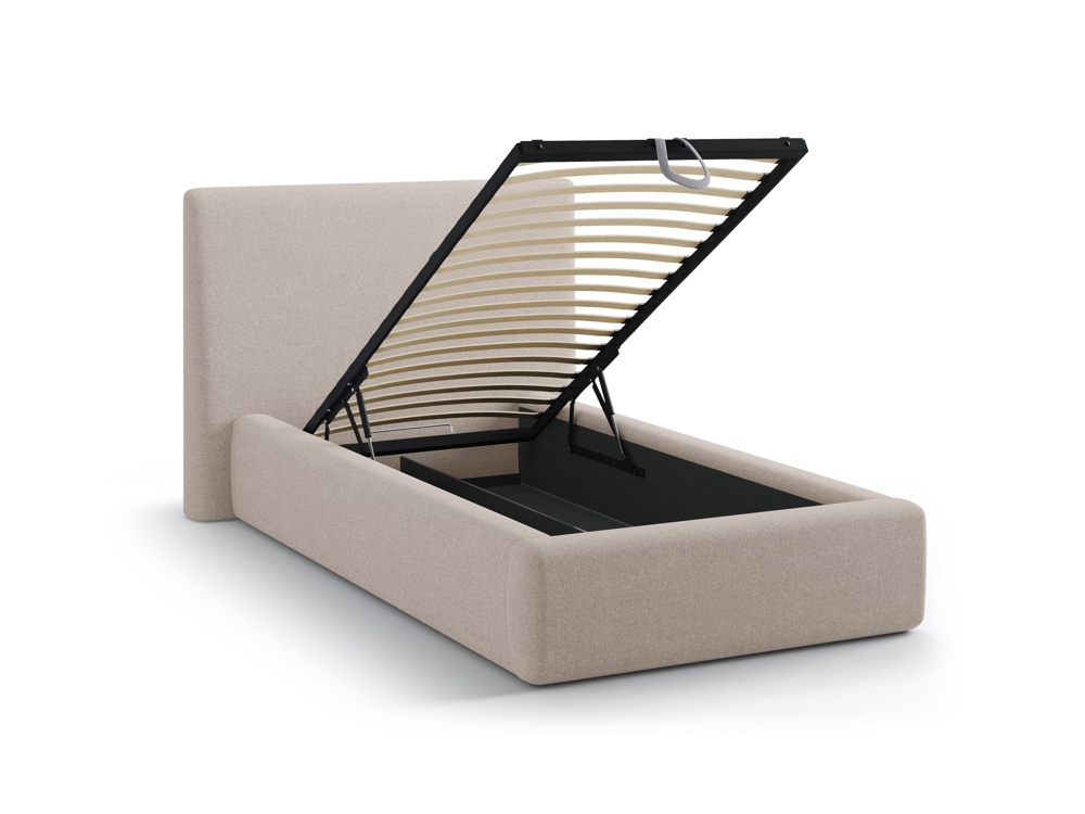 Cosmopolitan Design Stauraumbett mit Kopfteil Asti Strukturierter Stoff Moly Cappuccino