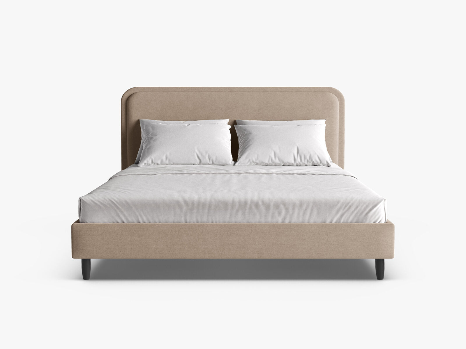 Micadoni Stauraumbett mit Kopfteil Aveline Strukturierter Stoff Wind Sand 140x200