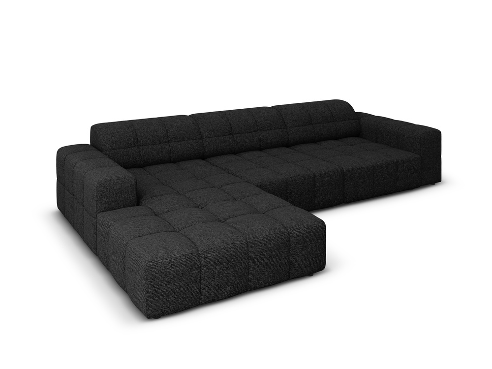 Cosmopolitan Design Ecksofa Chicago 4-Sitzer Chenille Haga Schwarz Links