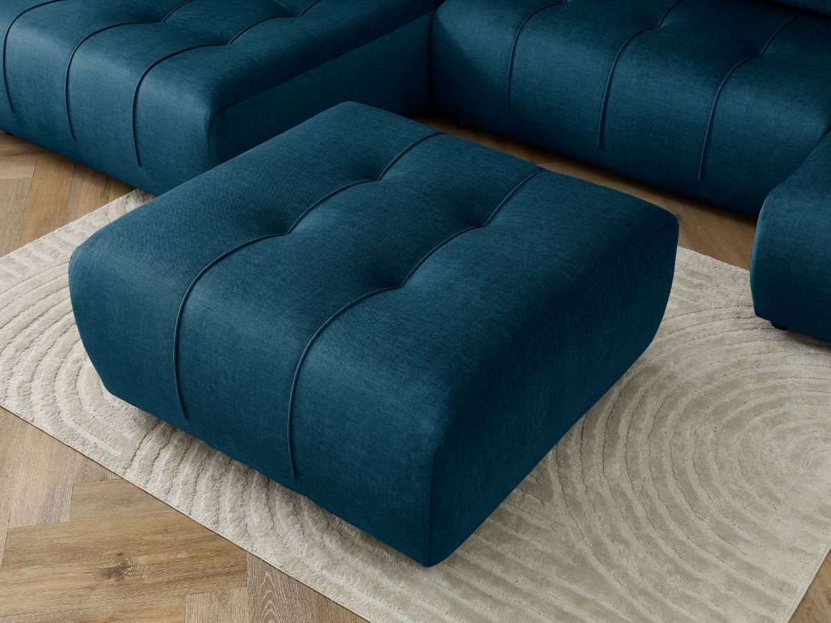 Bobochic Arsene Wohnlandschaft mit Pouf Samt Blau Ecke rechts