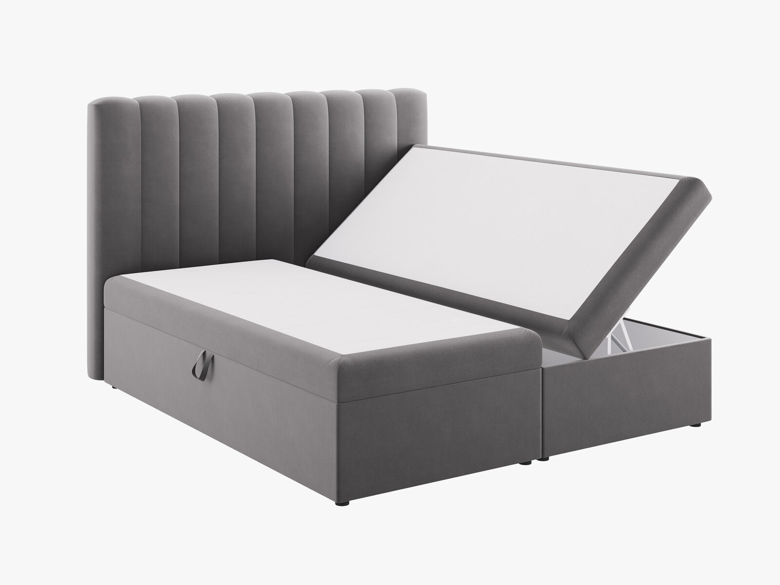 Micadoni Boxspringbett Kelp Samt Grau 140x200