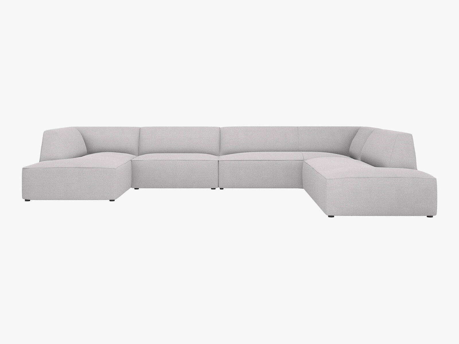 Micadoni Panorama-Ecksofa Ruby 7-Sitzer Rechts Strukturierter Stoff Ottawa Hellgrau