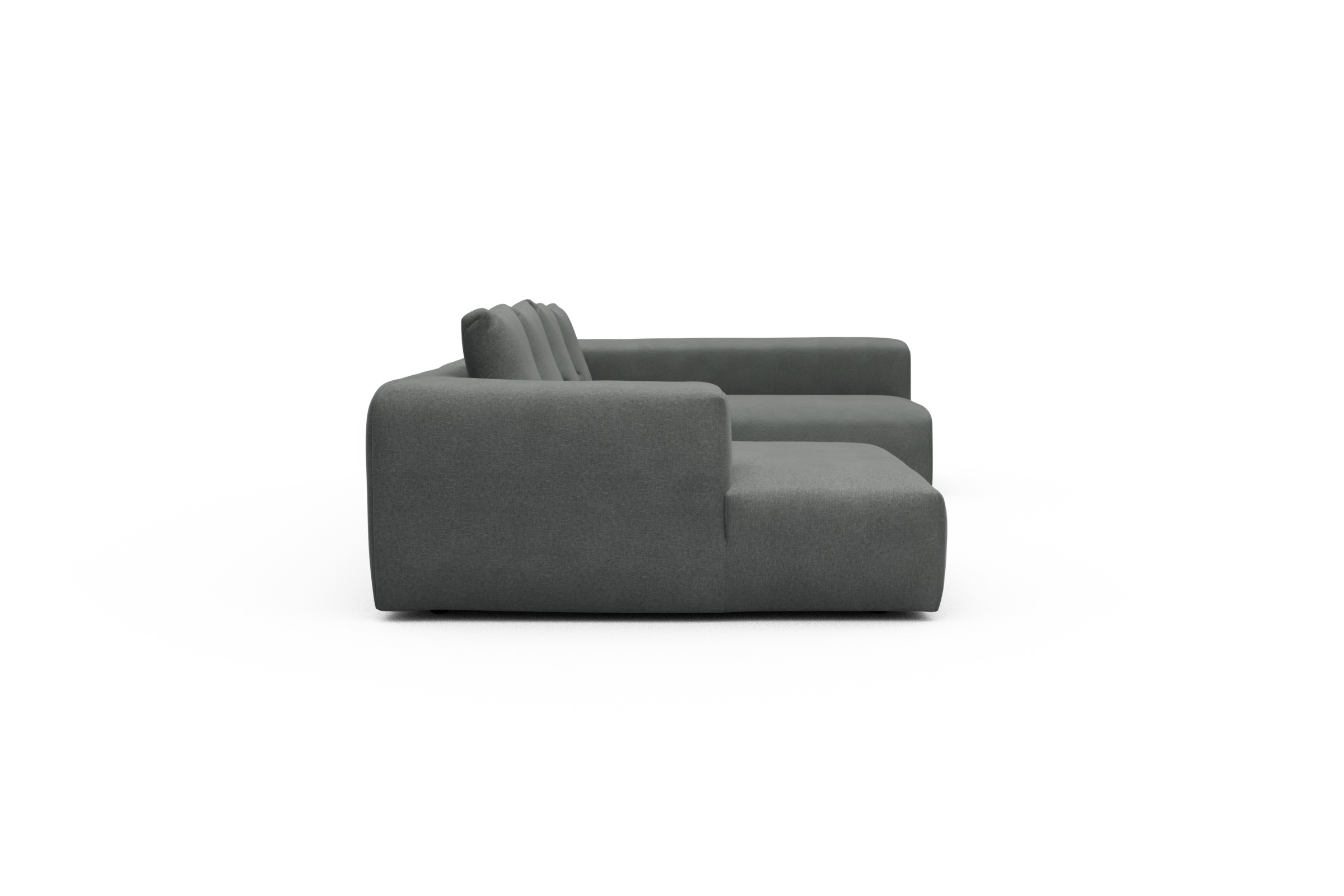 Wohnlandschaft Fred Chaiselongue links mit 2-Sitzer und lange Armlehne rechts Satya-Steel