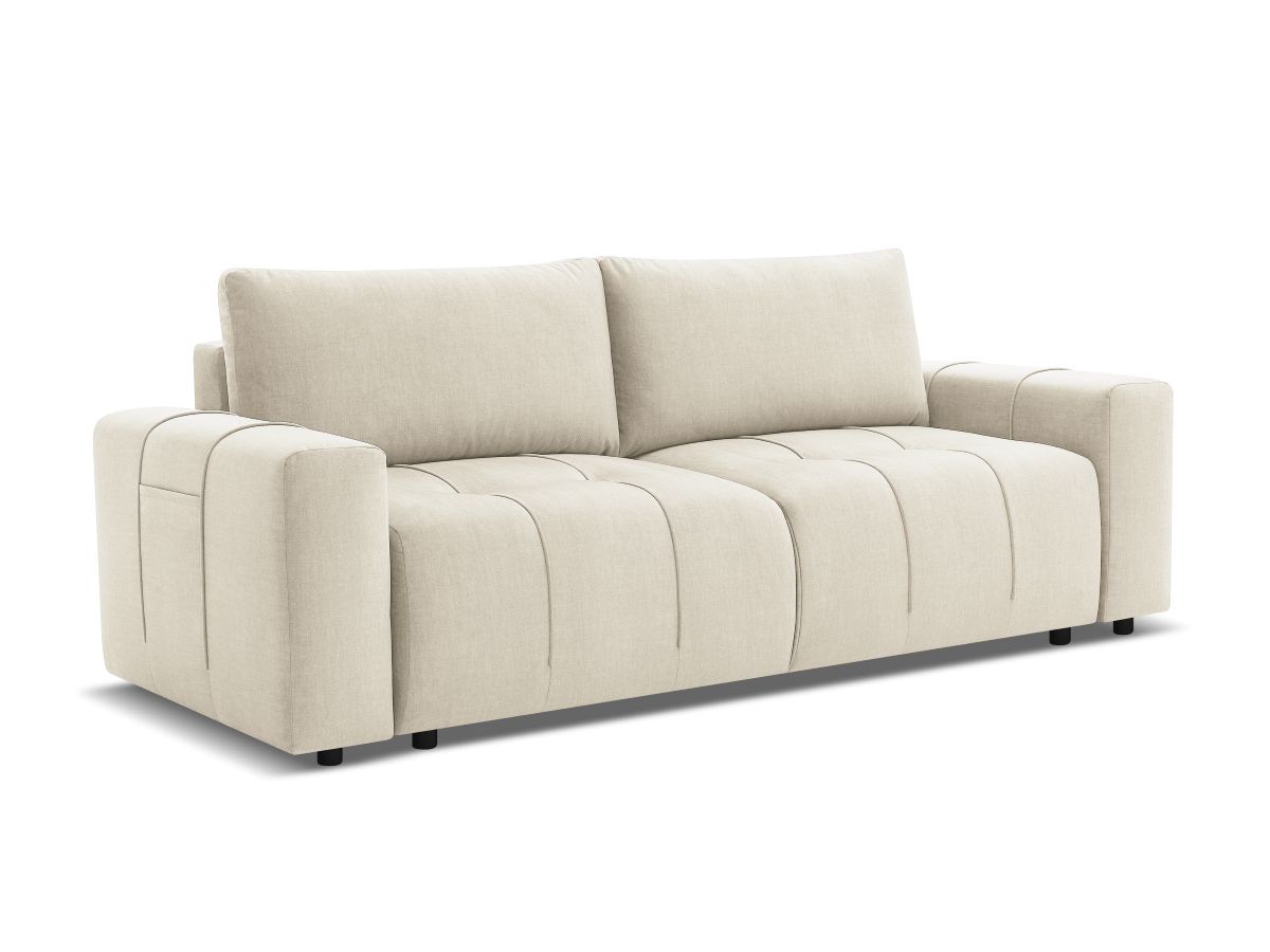 Bobochic Arsene Schlafsofa 3-Sitzer mit Bettkasten Samt Beige