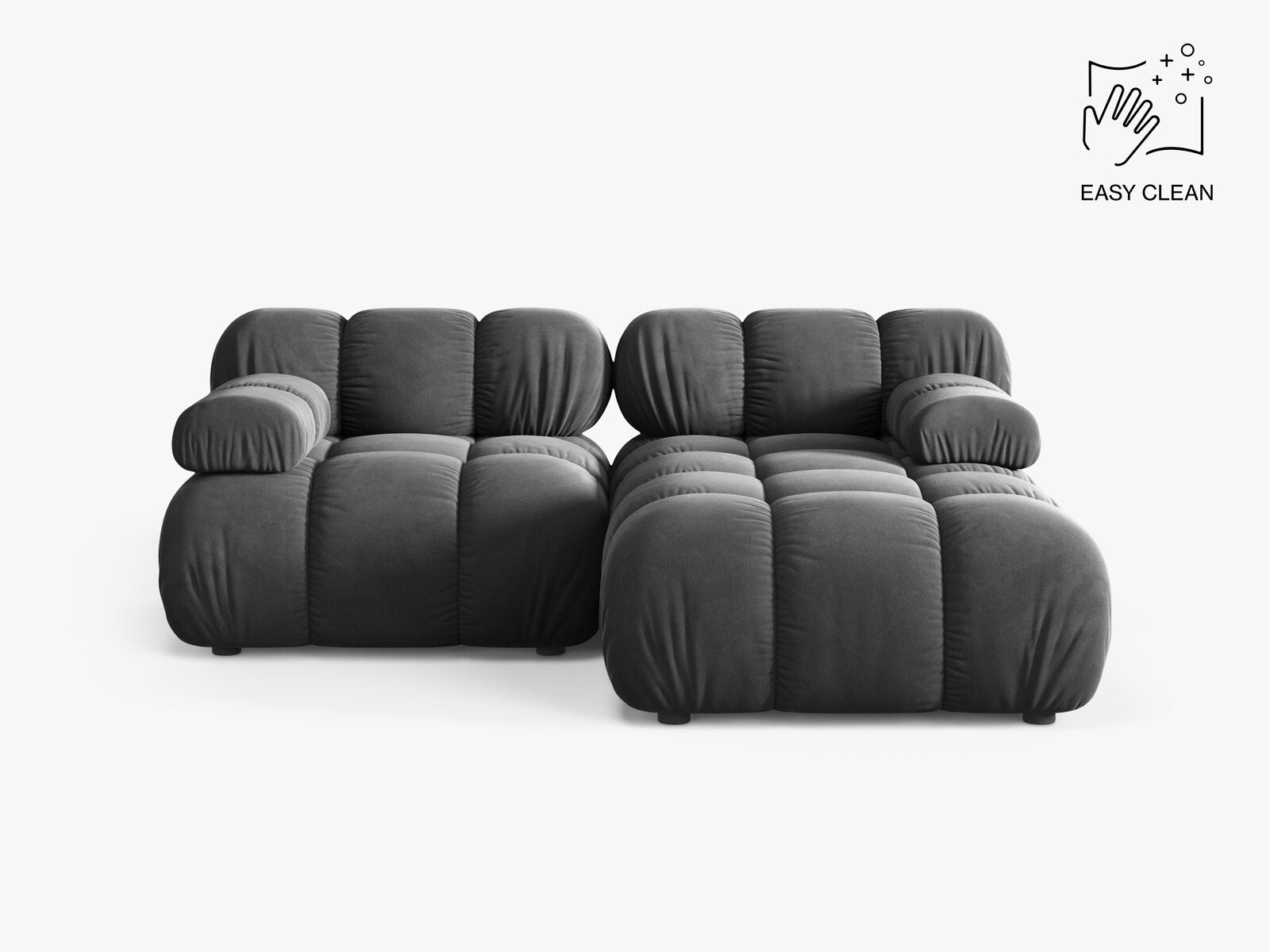 Micadoni Modulares Ecksofa Bellis 3-Sitzer Rechts Samt Venus Grau