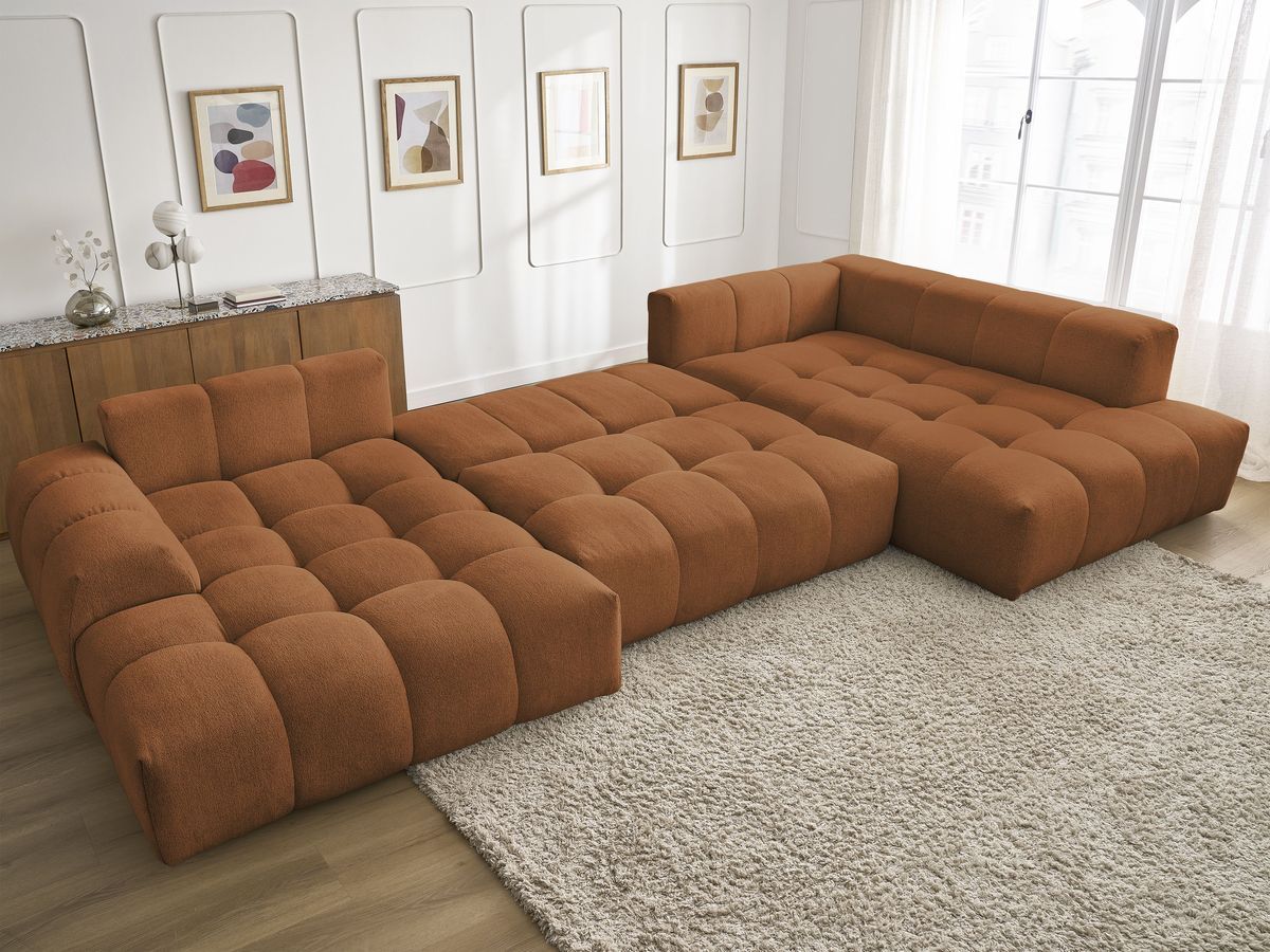 Bobochic Everest Wohnlandschaft, 14 Kissen Melange-Stoff Orange Ecke links